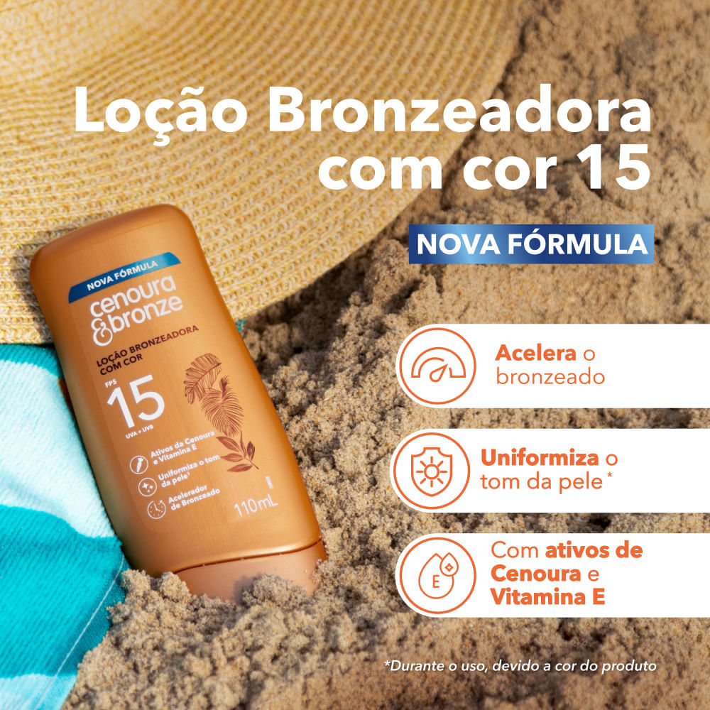 Detalhes do Protetor Solar Cenoura & Bronze Efeito Dourado FPS15 110ml