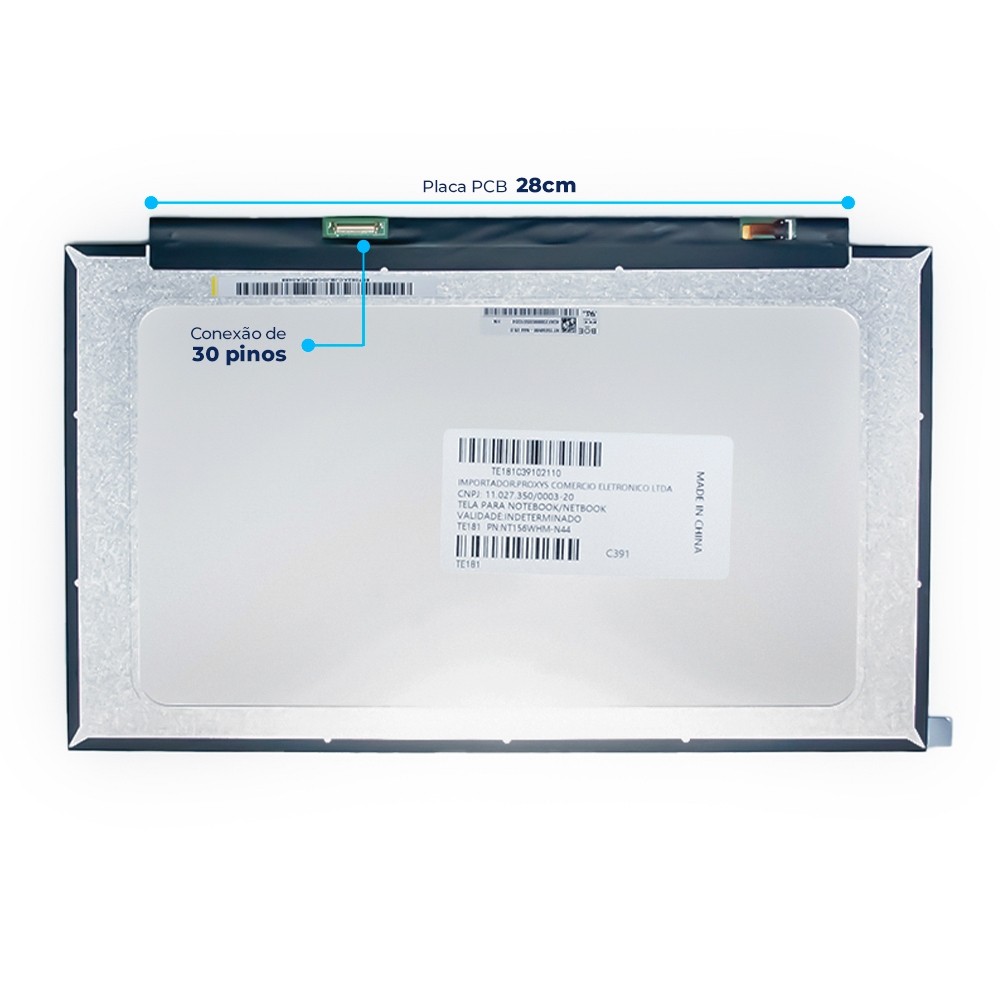 Tela 15.6" LED Slim Para Notebook Part Number B156XTN08.1 HW1C | Fosca - detalhe