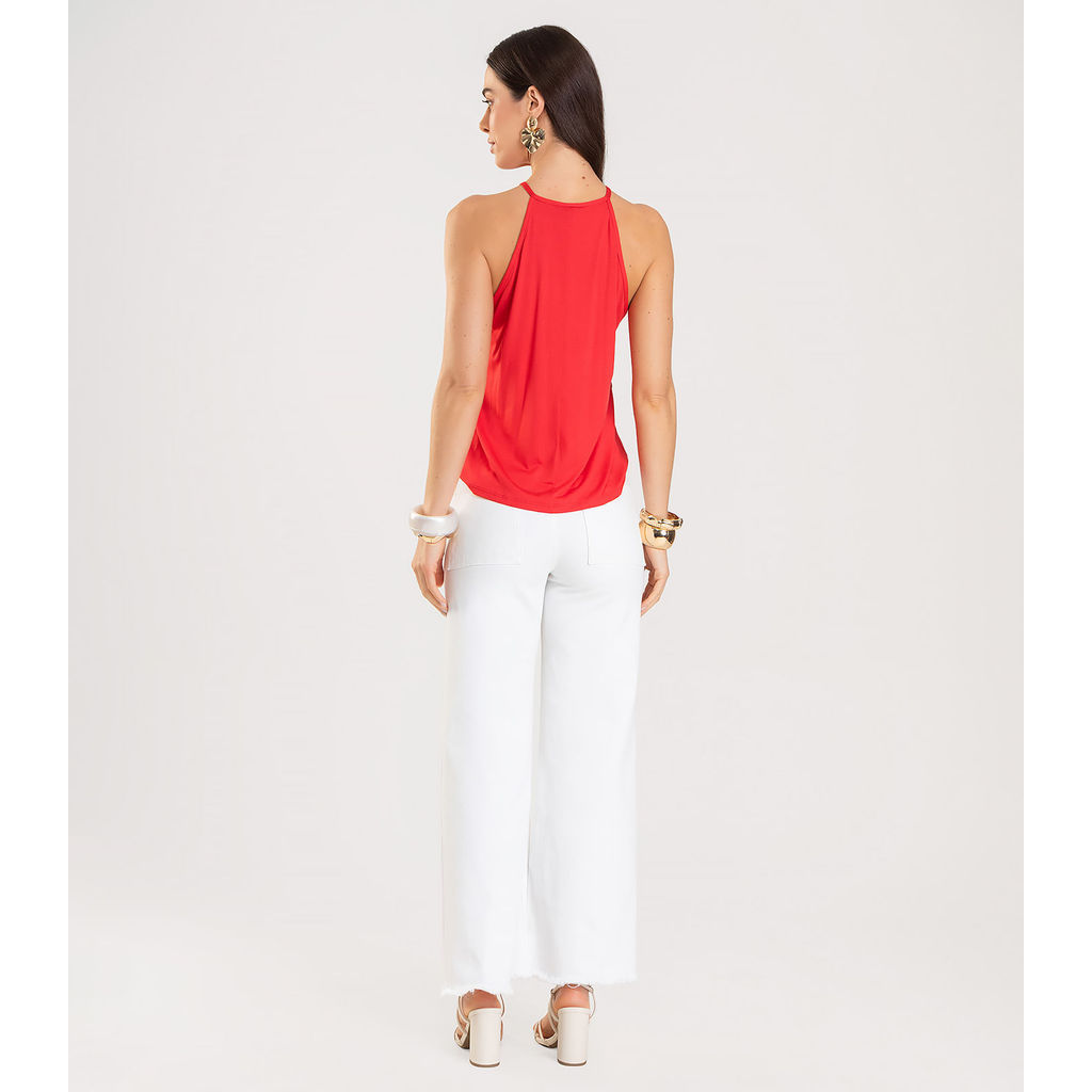 Detalhes do Blusa Feminina de Alça Infinita Cor Vermelho