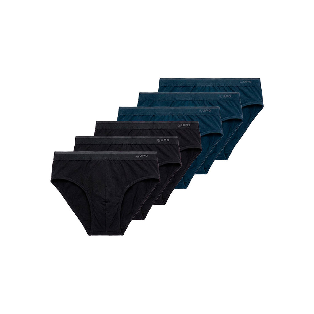 Kit com 6 Cuecas Slip Lupo 485-003 Colorido