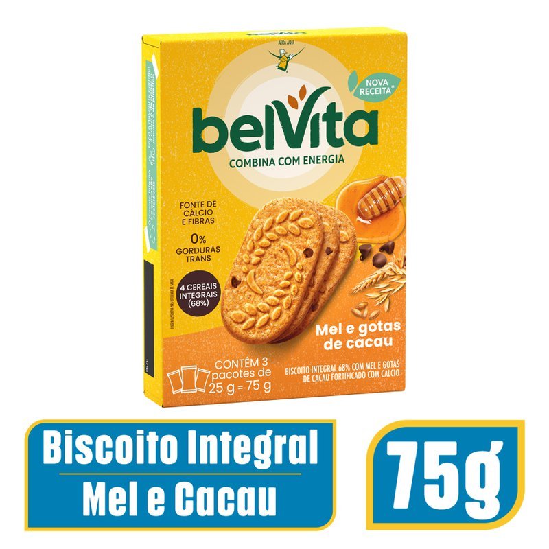 Detalhes do Biscoito BelVita Mel E Cacau Multipack 75g com 3 Unidades de 25g