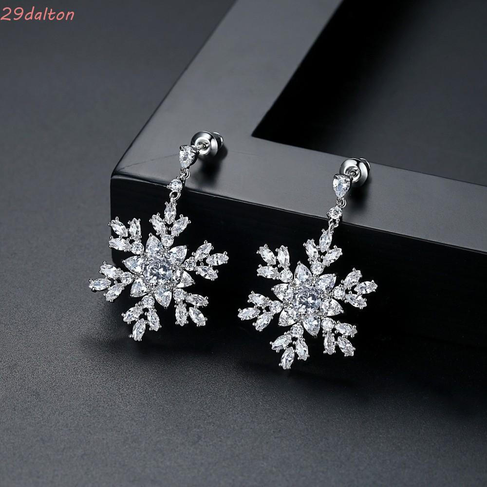 Brincos De Flocos De Neve DALTON , Longos De Imitação De Natal , Joias De Personalidade Da Moda Pendurados De Prata Para