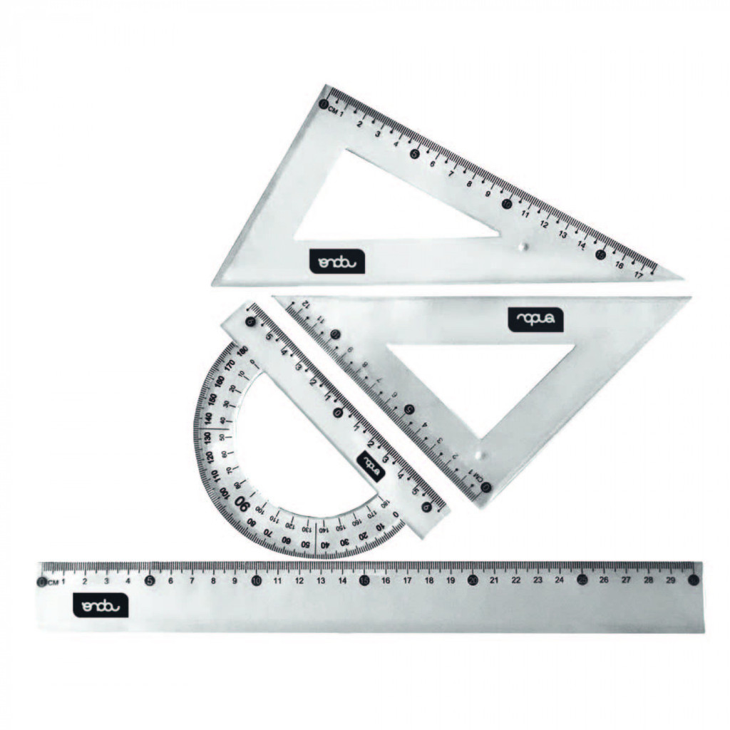Kit de Régua Geometrico Completo 1 Grau 4 Peças em Oferta na Shopee