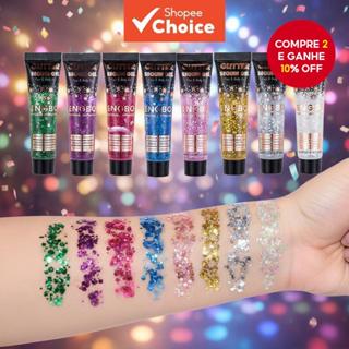 Gel de glitter corporal e facial com lantejoulas a laser, creme de sombra colorida, loção para palco em Oferta na Shopee