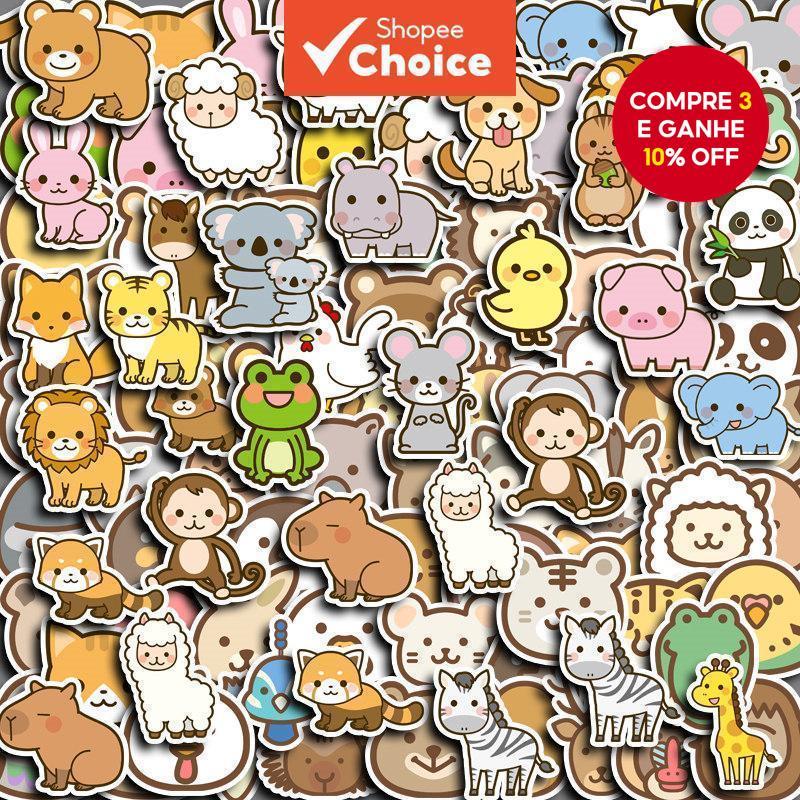 100 Pçs Bonito Dos Desenhos Animados Animais Adesivos Para Computador Portátil Garrafa De Água Caso Do Telefone-DIY Wash em Oferta na Shopee