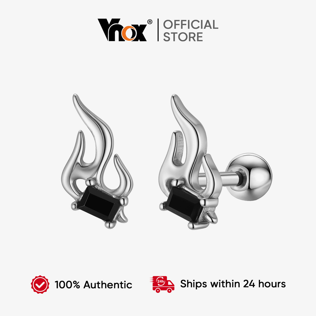 Brincos Vnox Retro Flame Zircon Para Homens , Joias Personalizadas Hipoalergênicas , Presente De Aniversário , Festa De