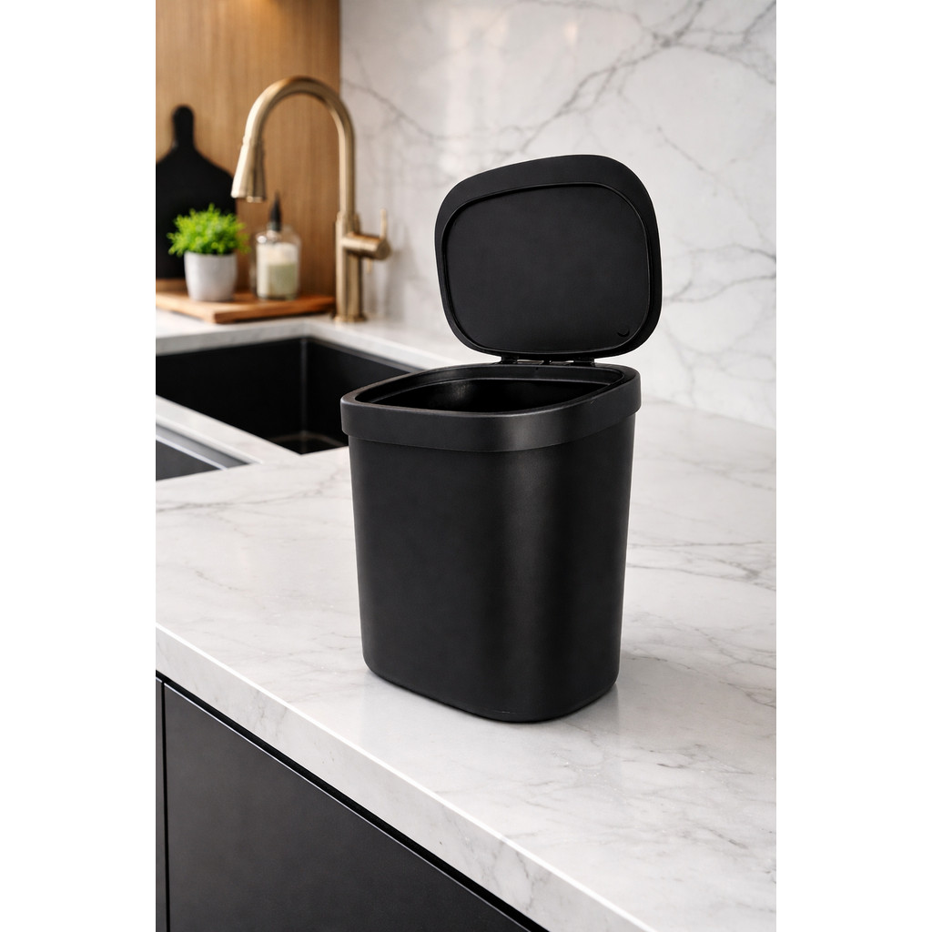 Lixeira cozinha para Pia 3,5L Com Tampa em 90 graus Preta em Oferta na Shopee