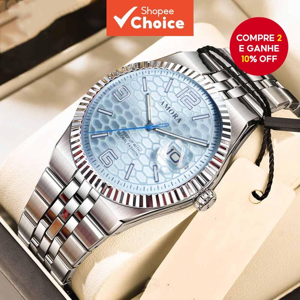 Relógio De Quartzo Masculino À Prova D'água Calendário Luminoso De Aço Inoxidável Fecho Borboleta Moda Casual De Negócio