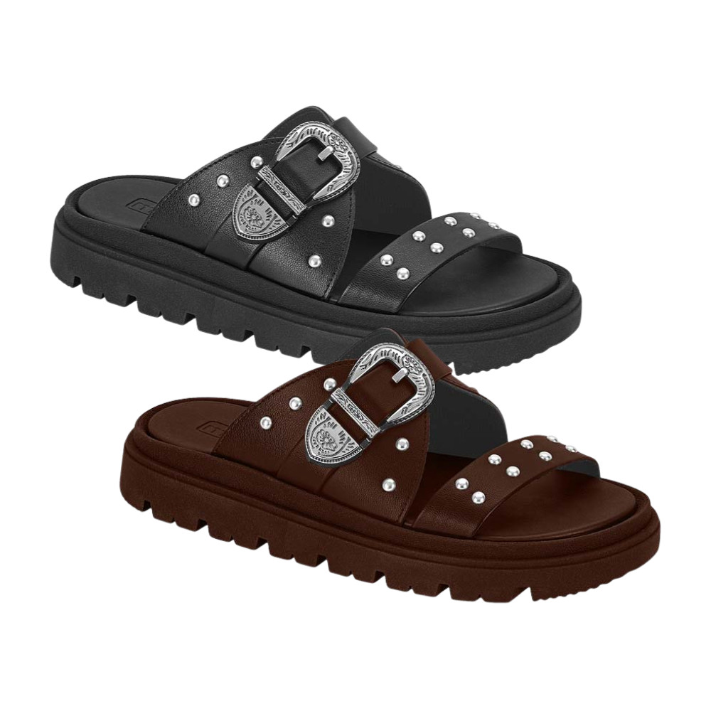 Sandália Papete Feminina Moleca Birken Fivela Tratorada
