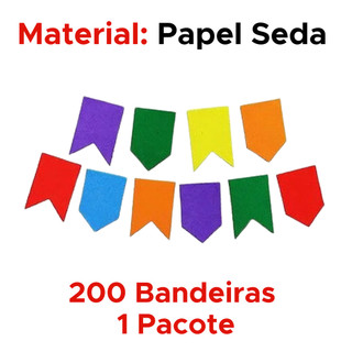 Kit 200 Bandeirinhas Festa Junina De Papel Seda São João Caipira Resistente Colorida Sem Barbante