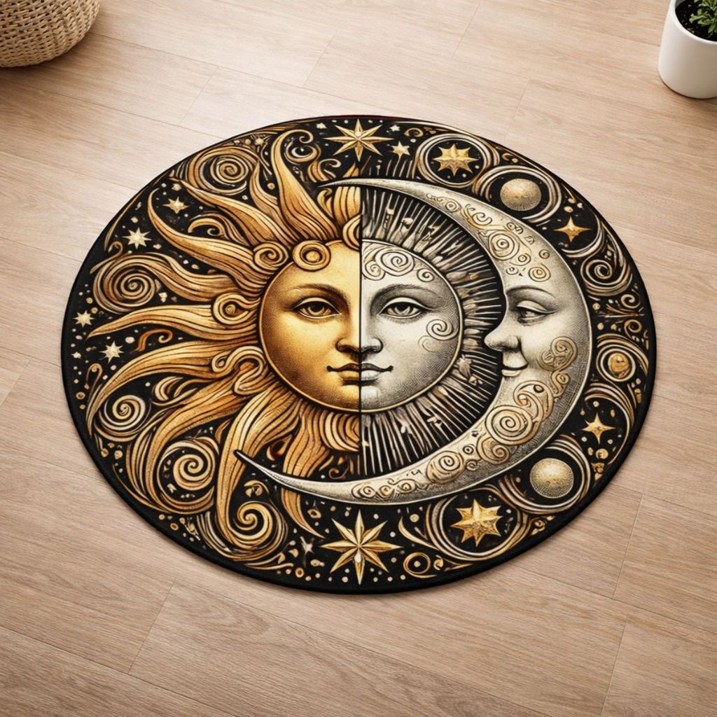 Tapete Redondo Decorativo 88cm Antiderrapante para Sala e Quarto 2163