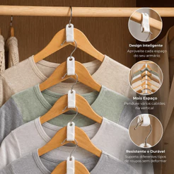 Kit 5 a 20 unidades Extensor De Cabides Para Roupas Gancho Organizador | Mais Espaço no Guarda Roupa