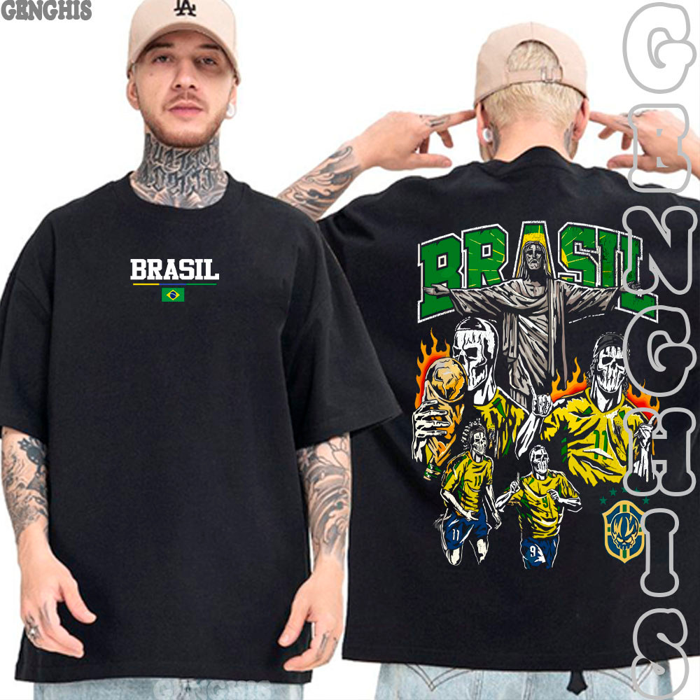 Camiseta Vintage Brasil Seleção Brasileira Copa Do Mundo Torcida Diversas Estampas Camisa Basica e Oversized Algodão