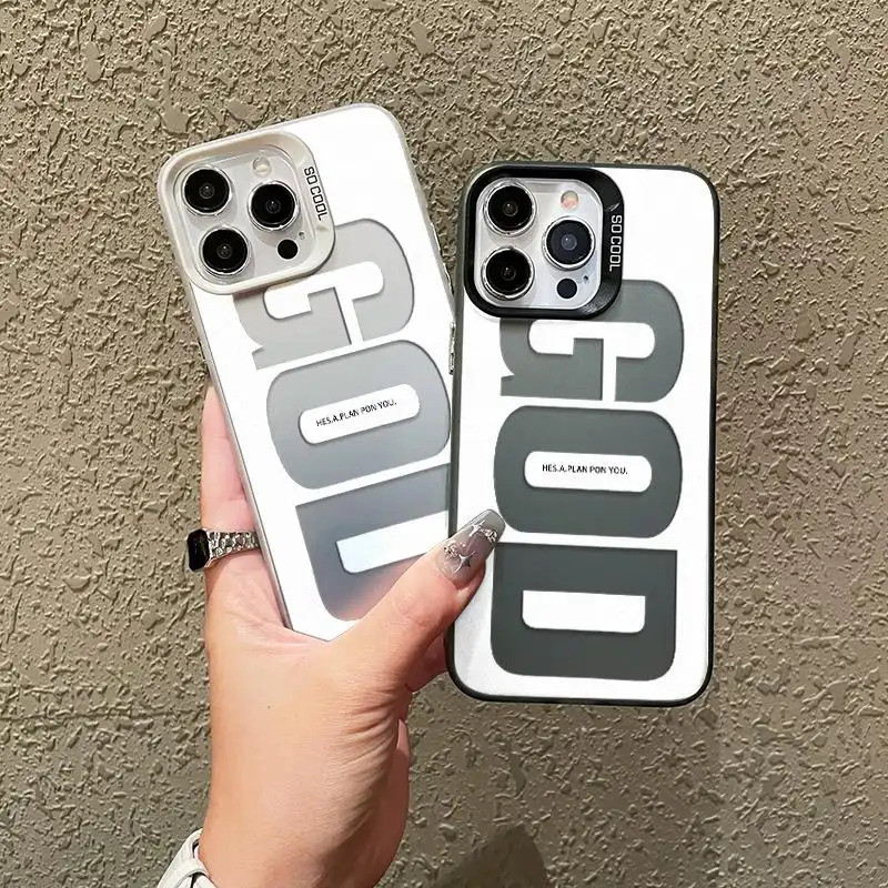 Capa protetora anti-queda com design vazado "Palavra de Deus" para iPhone 17 16 15 14 13 12 11 PRO MAX XS XR 7 8PLUS