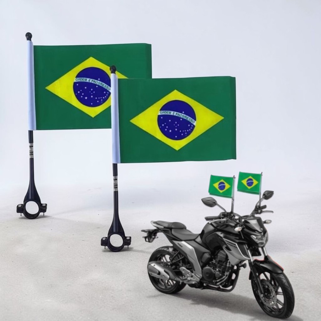 Kit Bandeira Brasil MOTO Torcida Copa do Mundo Manifestação Carnaval Festa Nacional