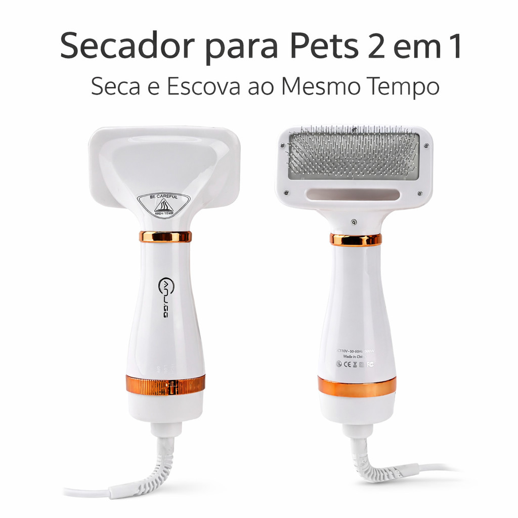 Escova Secadora Pet 2 em 1 Portátil para Cachorro e Gato 110V