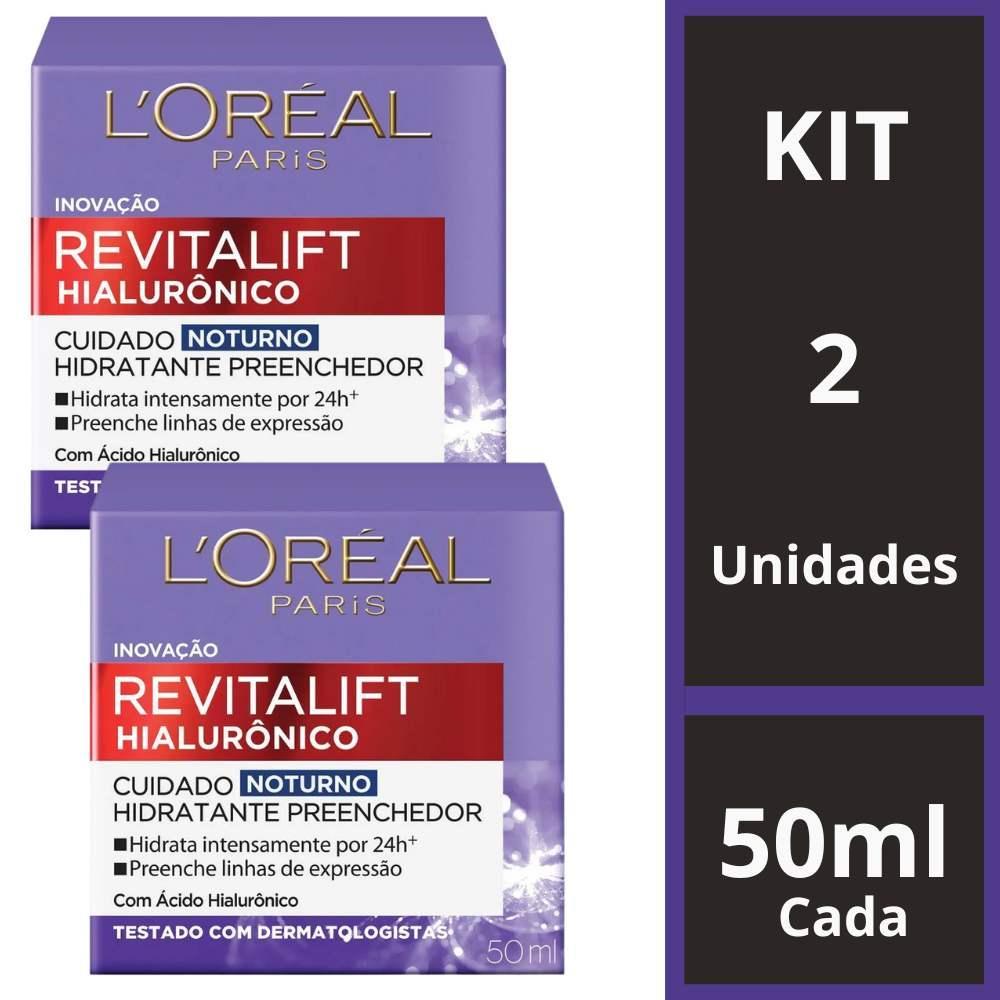 Kit 2 Cremes Faciais Loreal Revitalift Hialurônico Noite 50ml em Oferta na Shopee