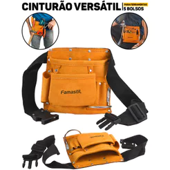 Cinto Ferramentas Famastil 5 Bolsos Profissional Compacto Eletricista Obras Construção