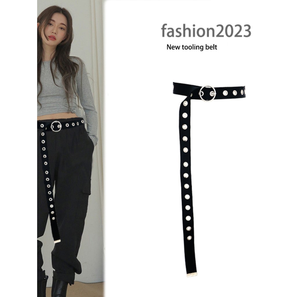 Macacão na moda cinto decorativo feminino simples All-Match moda cinto hip-hop Punk cinto cintura estreita hip-hop cinto
