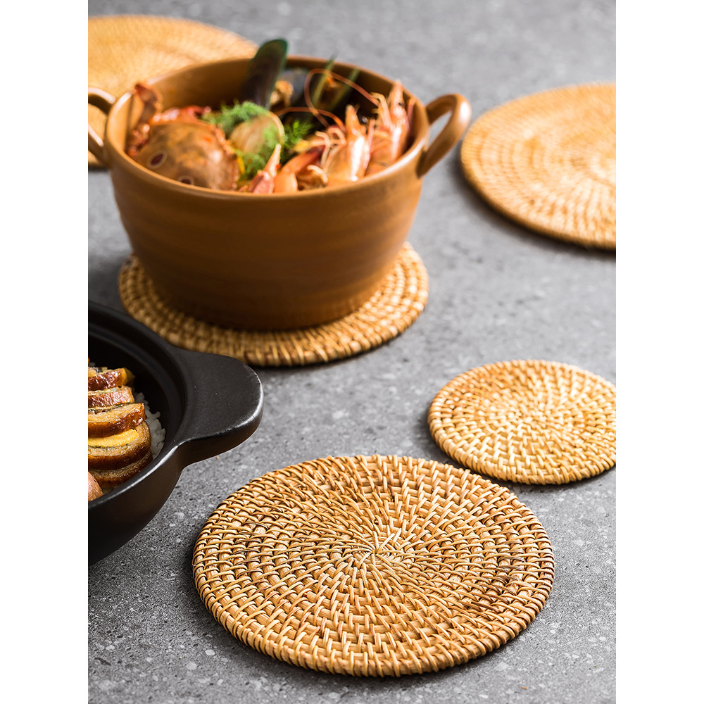Tapete de isolamento térmico de Rattan, placa de junta de mesa, resistente a altas temperaturas, luz, luxo, Anti-escalda