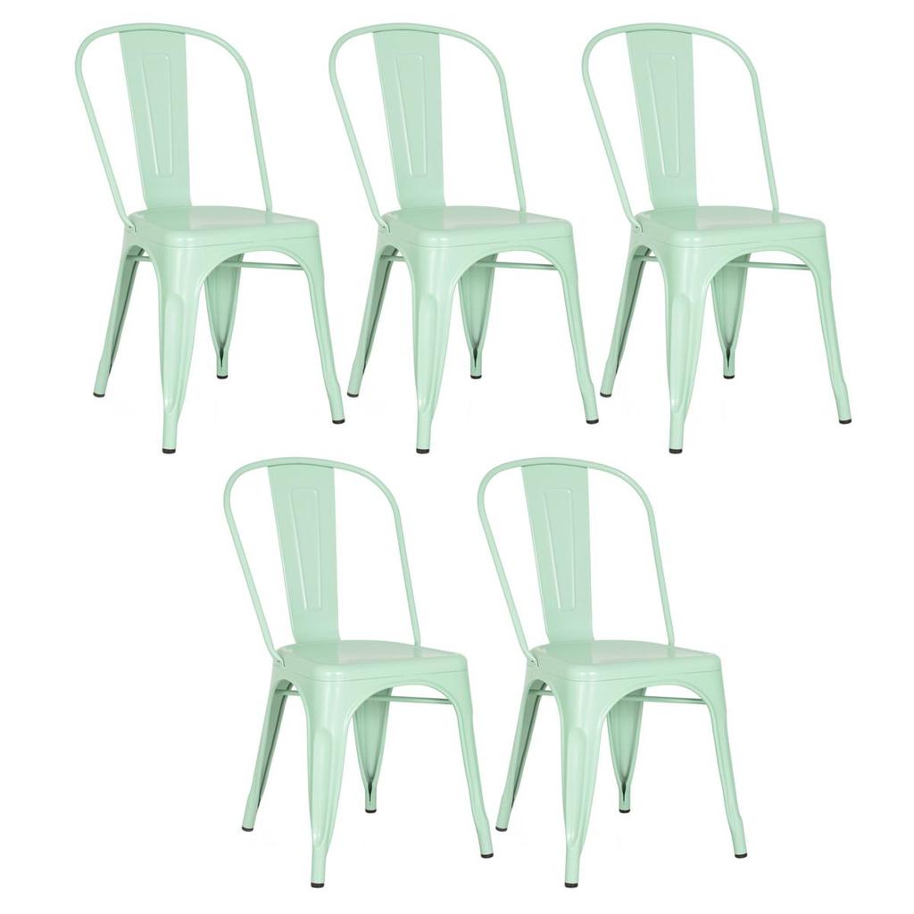 Kit 5 Cadeiras Laráz Iron Tolix industrial - Verde Claro