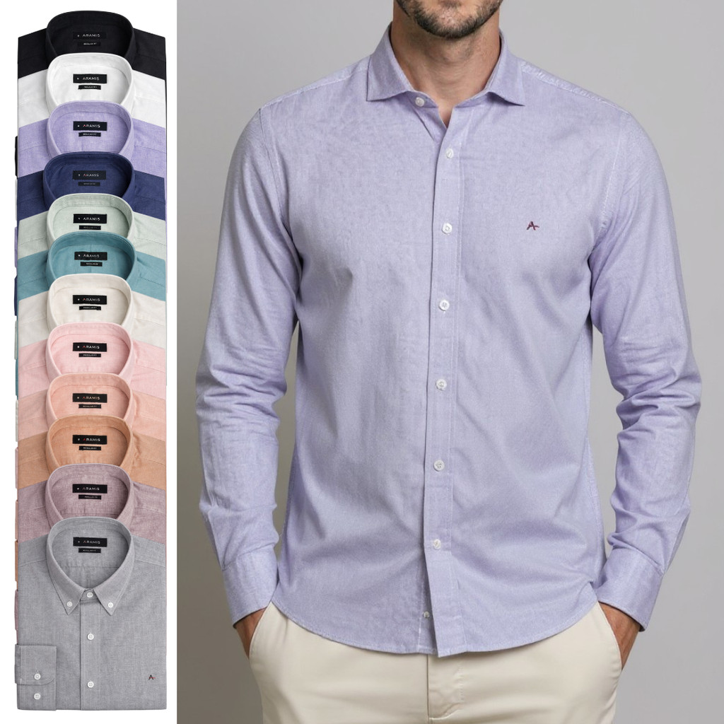 Camisa Social Manga Longa Oxford Masculina