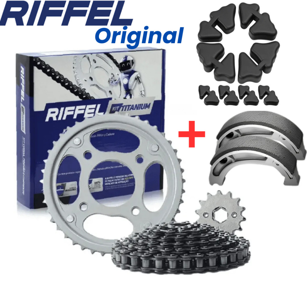 Kit Relação Riffel Titan 150+ Lona Freio ( Patins) + Coxim da Coroa