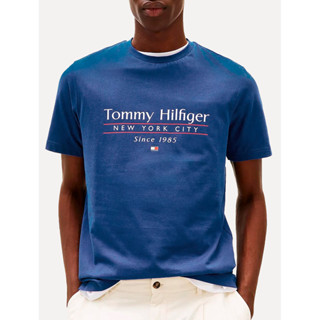 Camiseta Tommy Hilfiger Masculina Center Stack Azul Royal em Oferta na Shopee