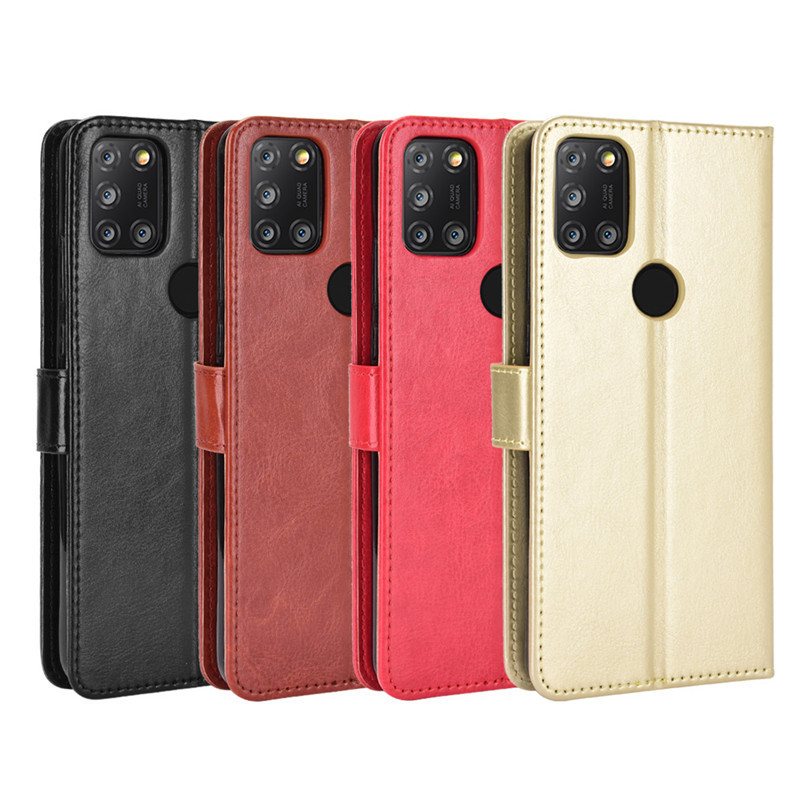 Alcatel alcatel 3X 2020 Capa de telefone estilo carteira de cartão capa protetora Crazy Horse Padrão Flip Leather Case