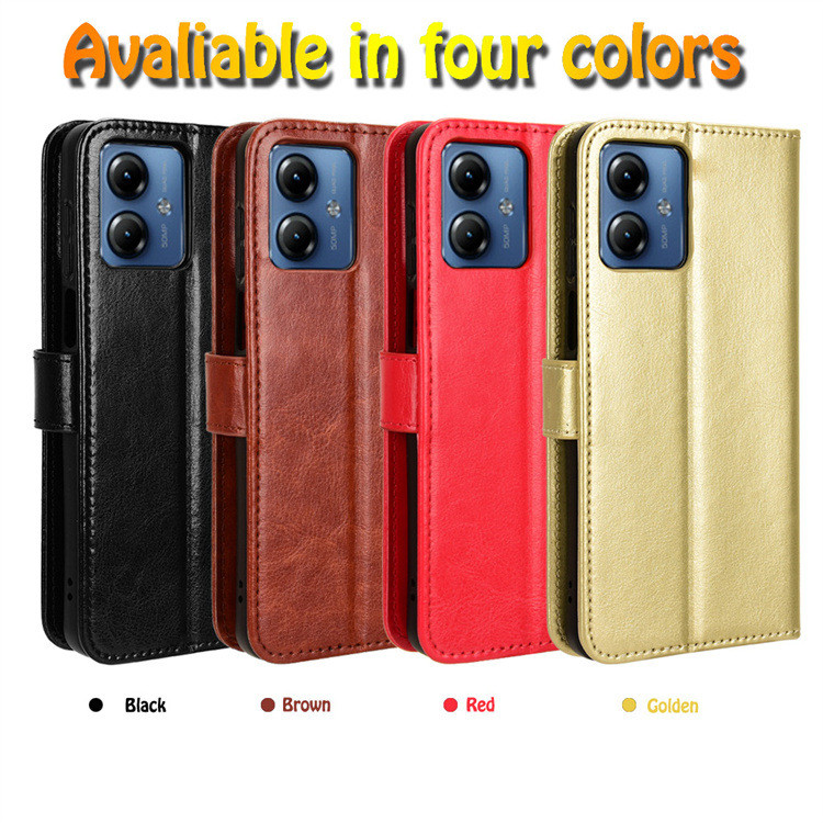 Adequado para Motorola G14/E14 caso de telefone Moto G84 caso de couro Flip G64 