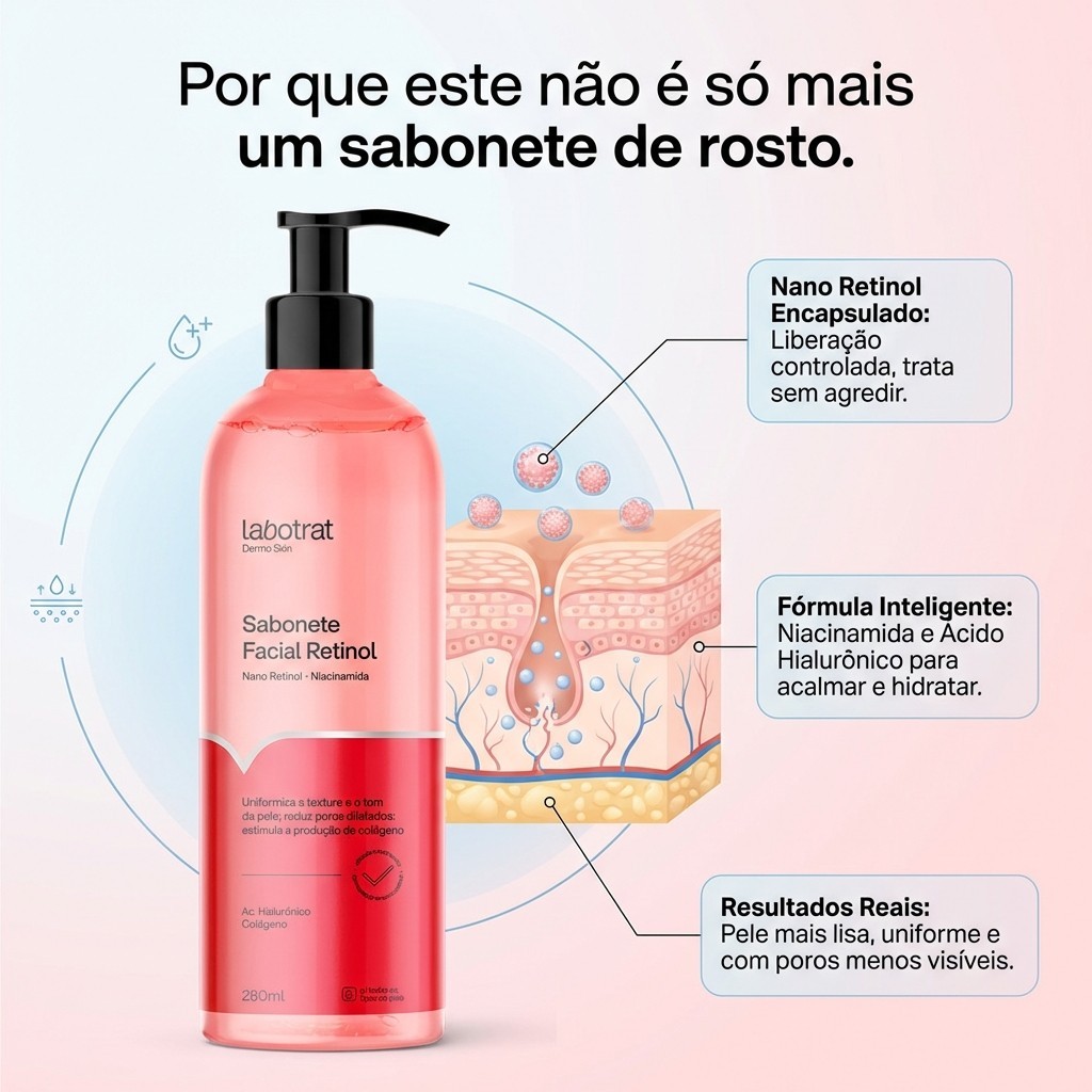 Sabonete Facial Retinol Labotrat Dermo Skin Potente Antienvelhecimento Rejuvenescedor 280ml — imagem 2 de 2