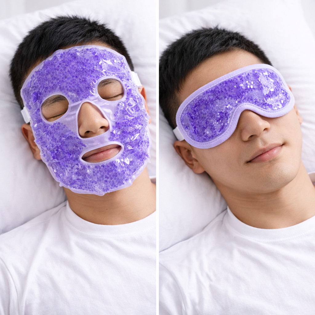 sufur ANA 1108 Kit Máscara Facial Gel + Olhos Compressa Fria Reutilizável Anti Inchaço Relaxamento Spa Beleza