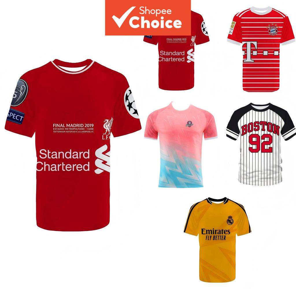  Coleção de Camisas Esportivas de Manga Curta Multiclube de Futebol Masculino