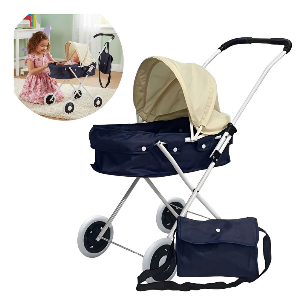 Carrinho De Boneca Infantil Resistente Com Bolsa Azul - BW409AZ