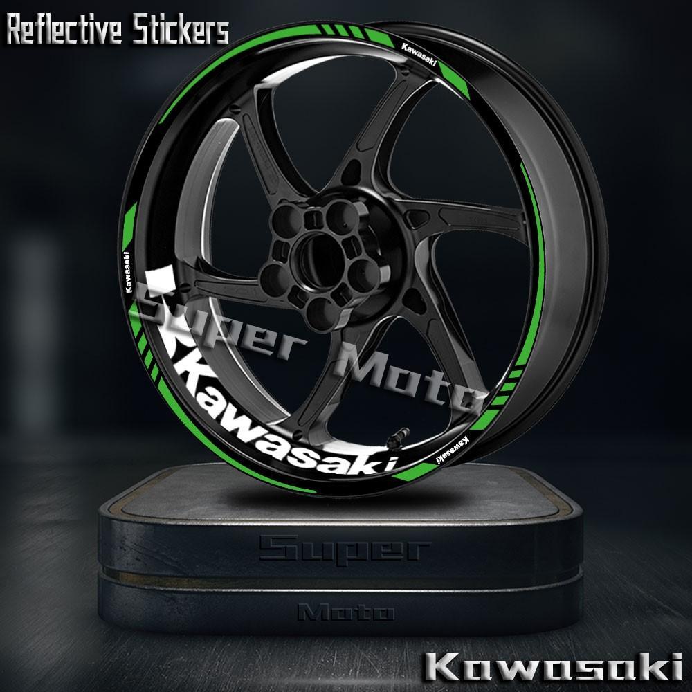 Roda de moto refletiva 17 polegadas de roda decal prova de água adequada para Kawasaki Ninja 300 400 500 600 Z650