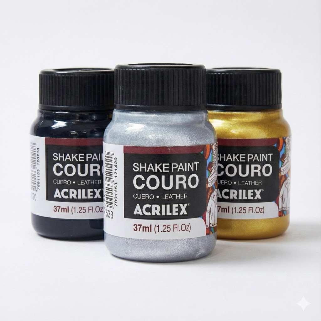 Kit 3x Tinta Shake Paint Couro Acrilex 37 ml - Escolha Cor