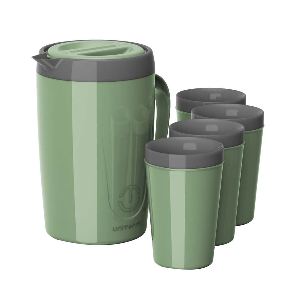 Kit Completo Jarra Térmica 2 Litros + 4 Copos Térmicos Unitermi