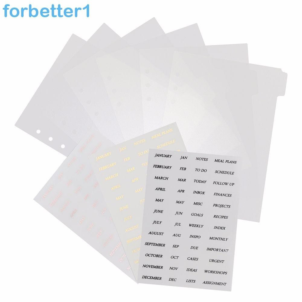 Divisores De Índice De Fichário FORBETTER Criativos Para Notebook A5/A6 6 Peças/12 Separador Transparente