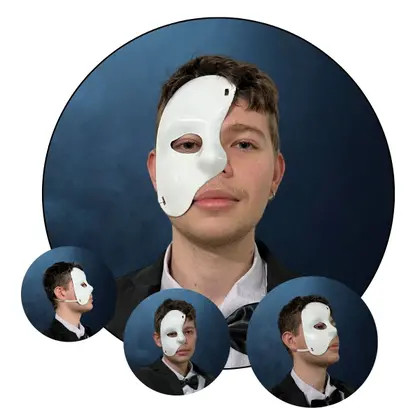 Máscara Fantasma da Ópera Branca Meia Máscara Adulto Festa Fantasia