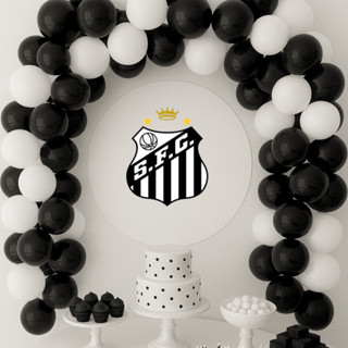 Kit Festa Time Santos 100 Bexiga N6 Balão Preto Branco Torcida Futebol em Oferta na Shopee