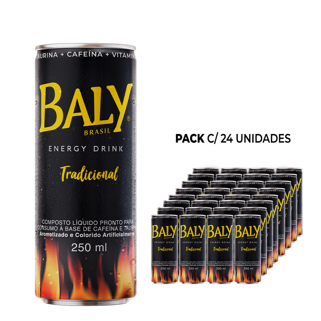 Pack Com 24 Unidades Energético Baly Energy Drink 250ml
