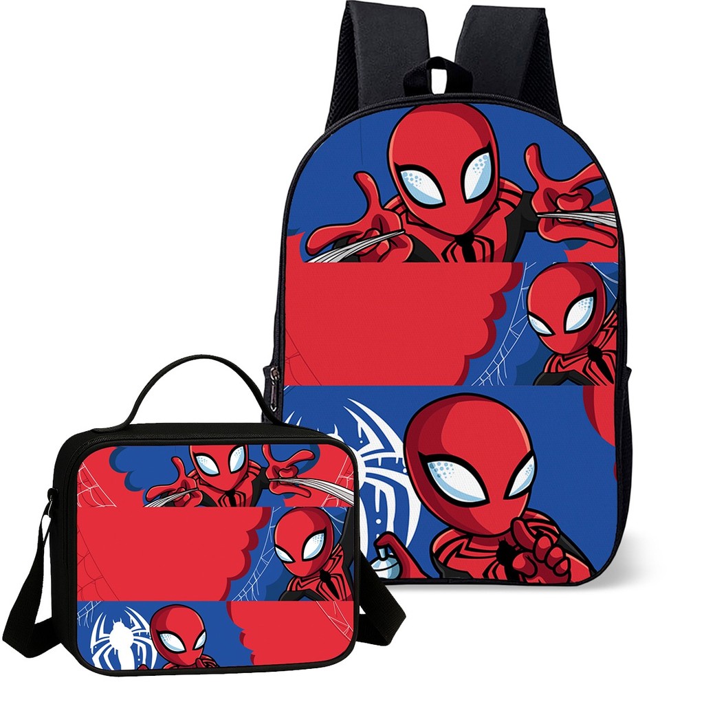 Mochila Com Lancheira Escolar Termica Infantil Super Heroi Spider Menino Aranha Cute Avulsa ou Kit