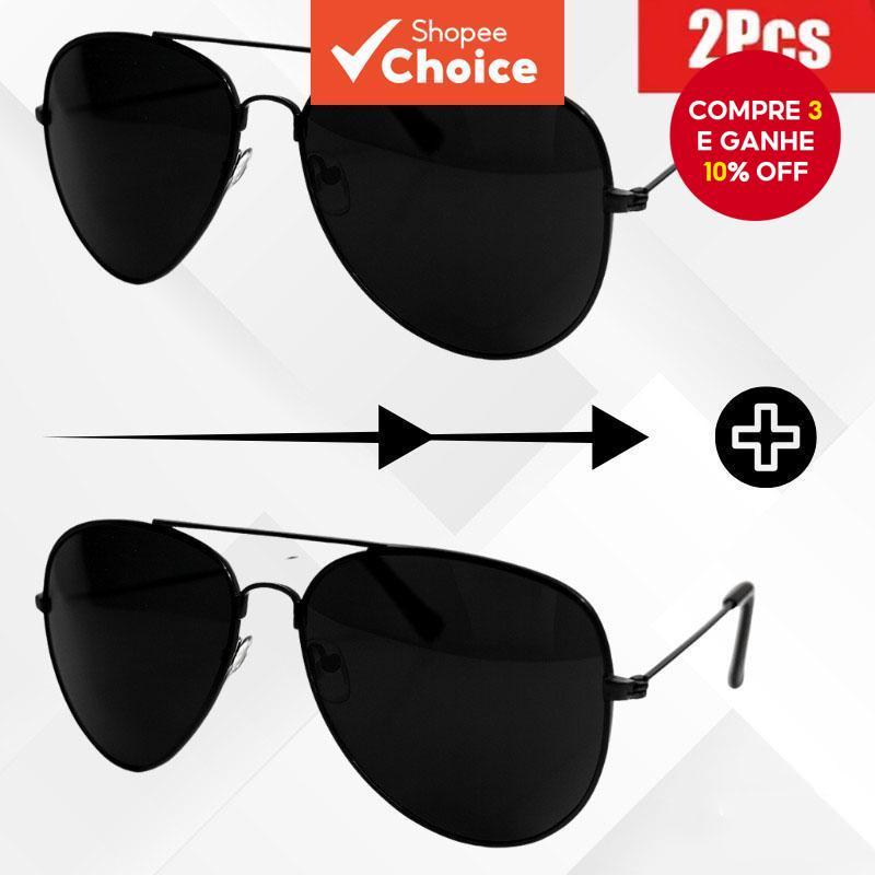 2 Pares De Óculos De Sol Piloto Unissex Clássicos UV400 Proteção Elegantes Para Homens E Mulheres em Oferta na Shopee