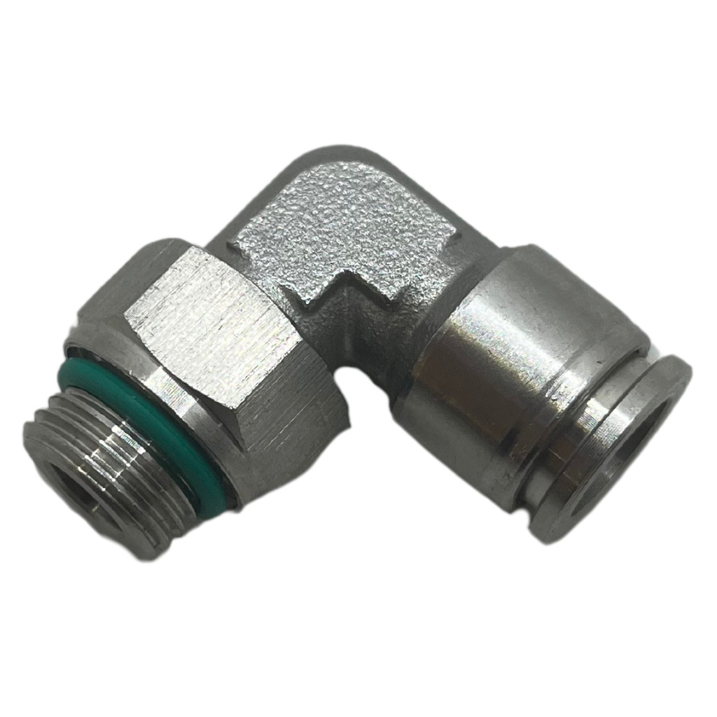 Cotovelo Aço Inox Conector Tubo Pu 08mm Rosca 1/4 Bsp Engate Rápido Pneumático