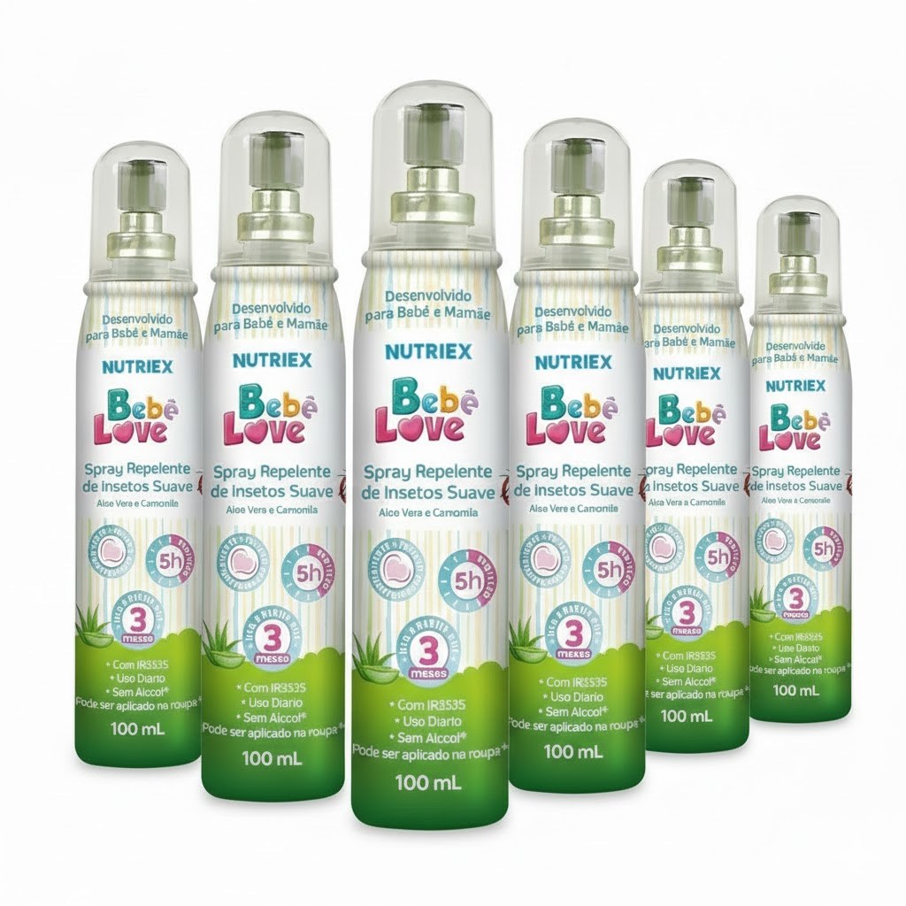 Kit 6 Repelente De Insetos Bebê Love 5hrs de Proteção Spray 100ML - Nutriex