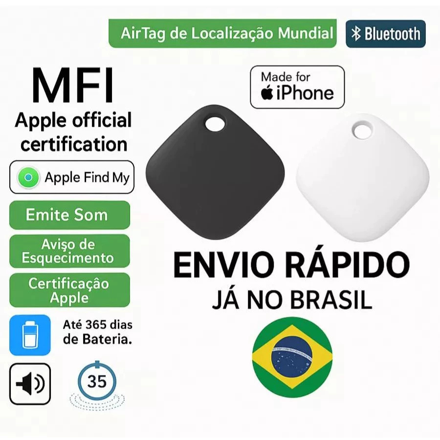 Smart Tag Rastreador GPS: Compatível com iPhone para Carro, Moto, Mala e Seres Queridos
