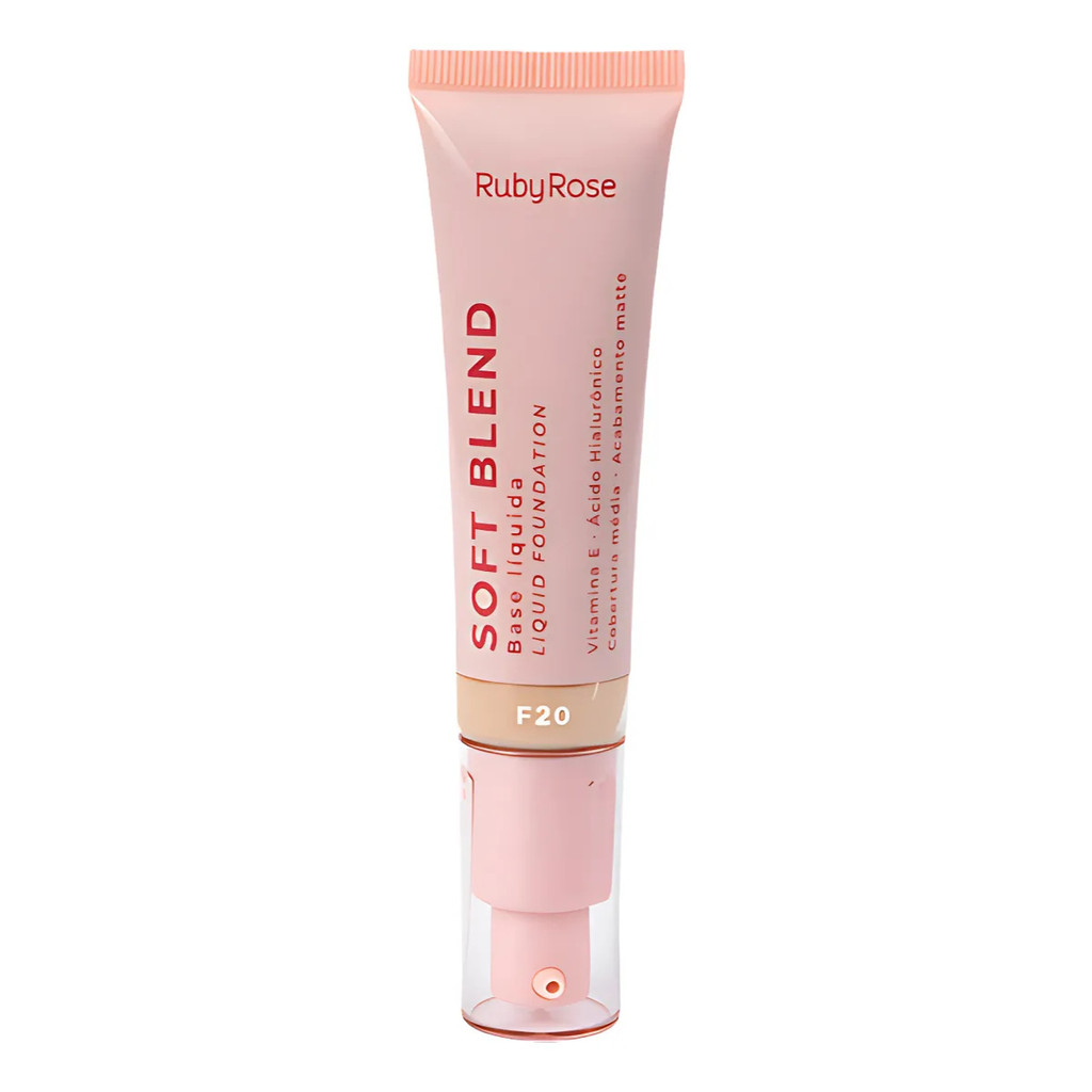 BASE LÍQUIDA SOFT BLEND RUBY ROSE MATTE MÉDIA COBERTURA TOM F20