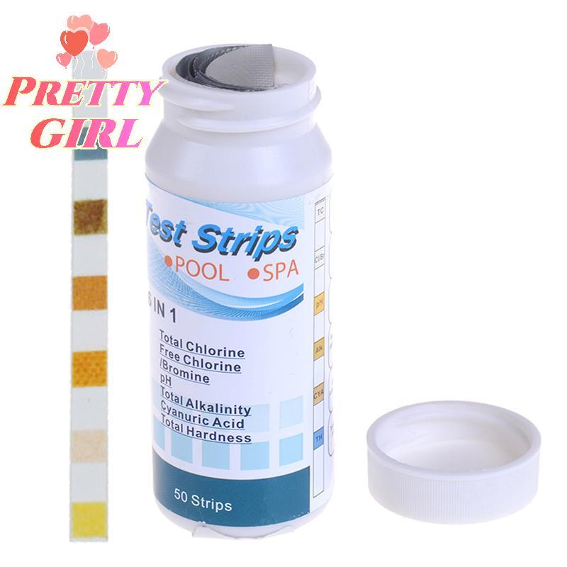 [Pretty ggirl] 6 Em 1 Piscina PH Cloro spa Tira De Teste De Ácido De Bromo Alcalinidade Cianúrica [Novo]