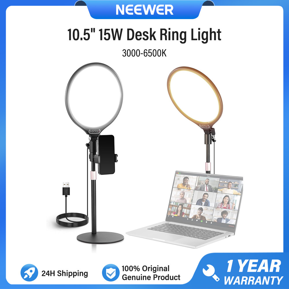 NEEWER Ring Light Anel De Luz De Mesa De 10.5 " Com Suporte , Iluminação De Painel De Selfie LED De Tela Cheia 3000-6500