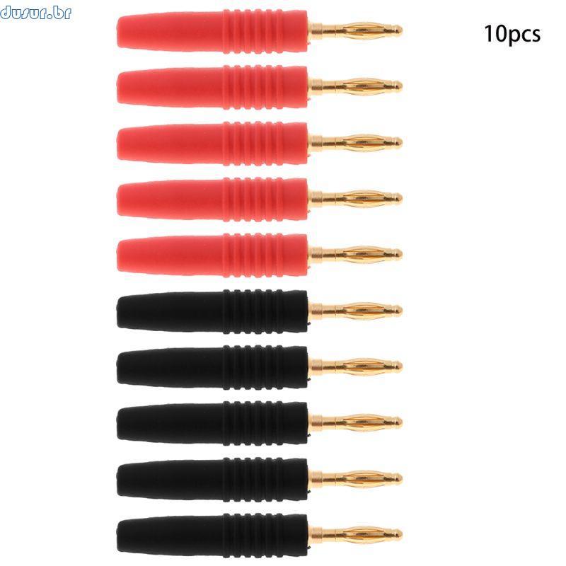 dusur9 10 Peças 2mm Fio Tipo Solda Banana Plug Conector Musical Alto-Falante Pino Adaptador Banhado A
